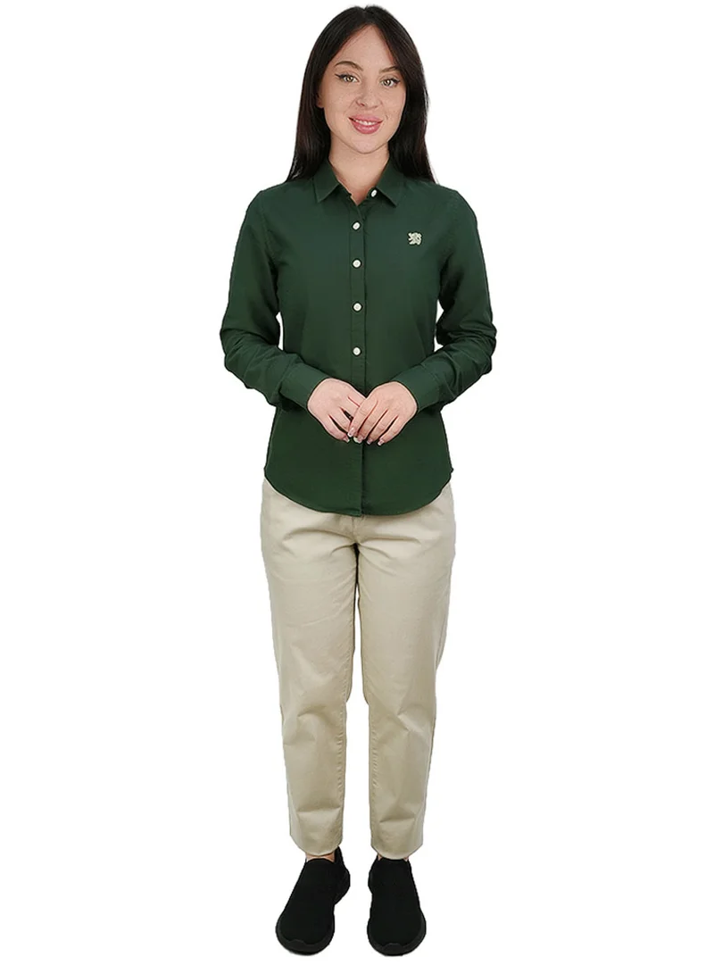 جيوردانو Women’s Slim Fit Cotton Oxford Shirt | Acute Collar with Embroidery